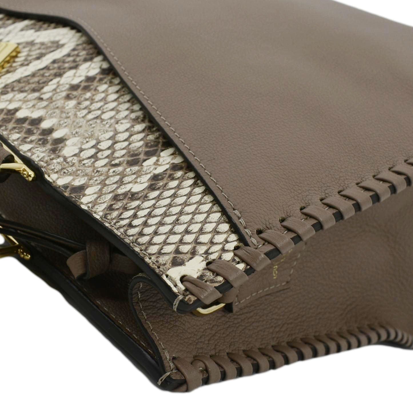 LOUIS VUITTON Very Zipped Python Leather Tote Shoulder Bag Beige