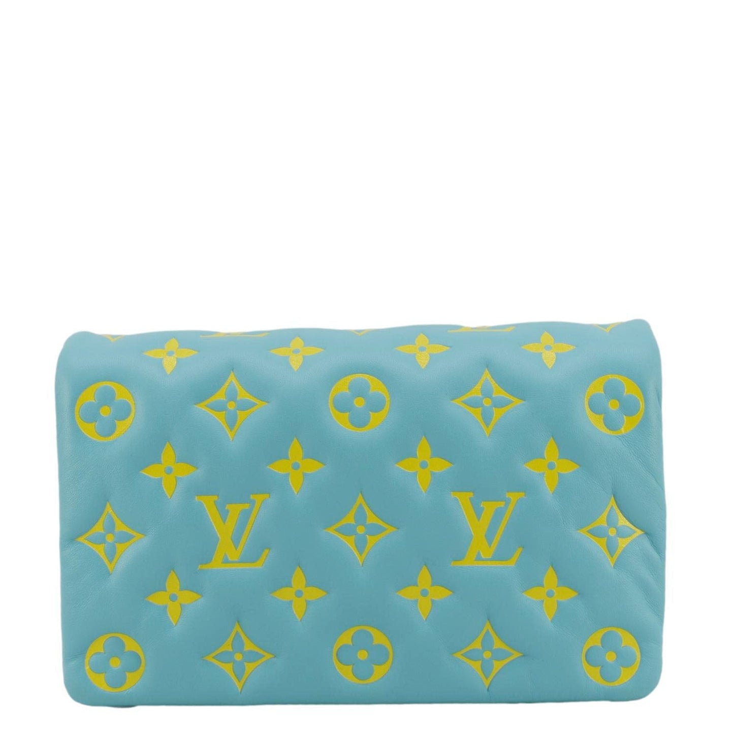 LOUIS VUITTON Coussin Pochette Monogram Embossed Leather Crossbody Bag Ice Blue