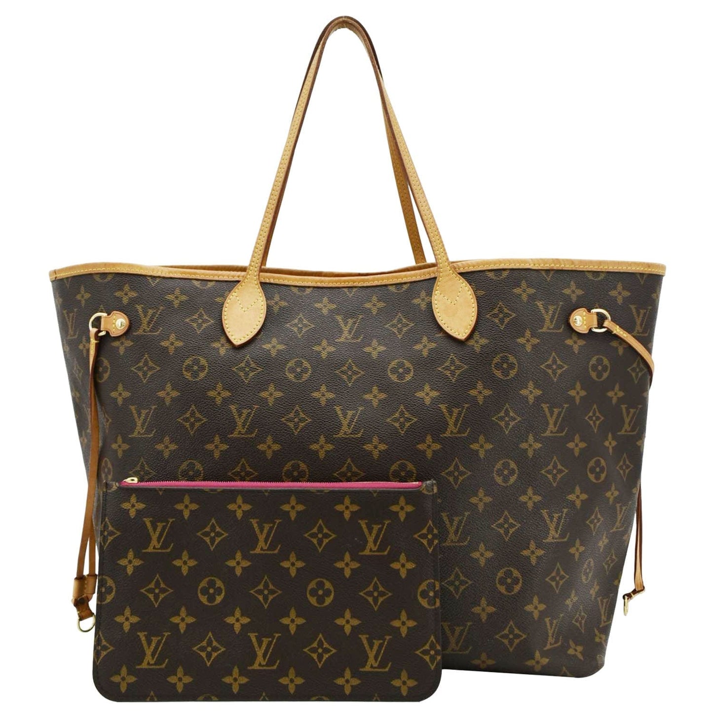 LOUIS VUITTON Neverfull GM Monogram Canvas Shoulder Bag Fuchsia