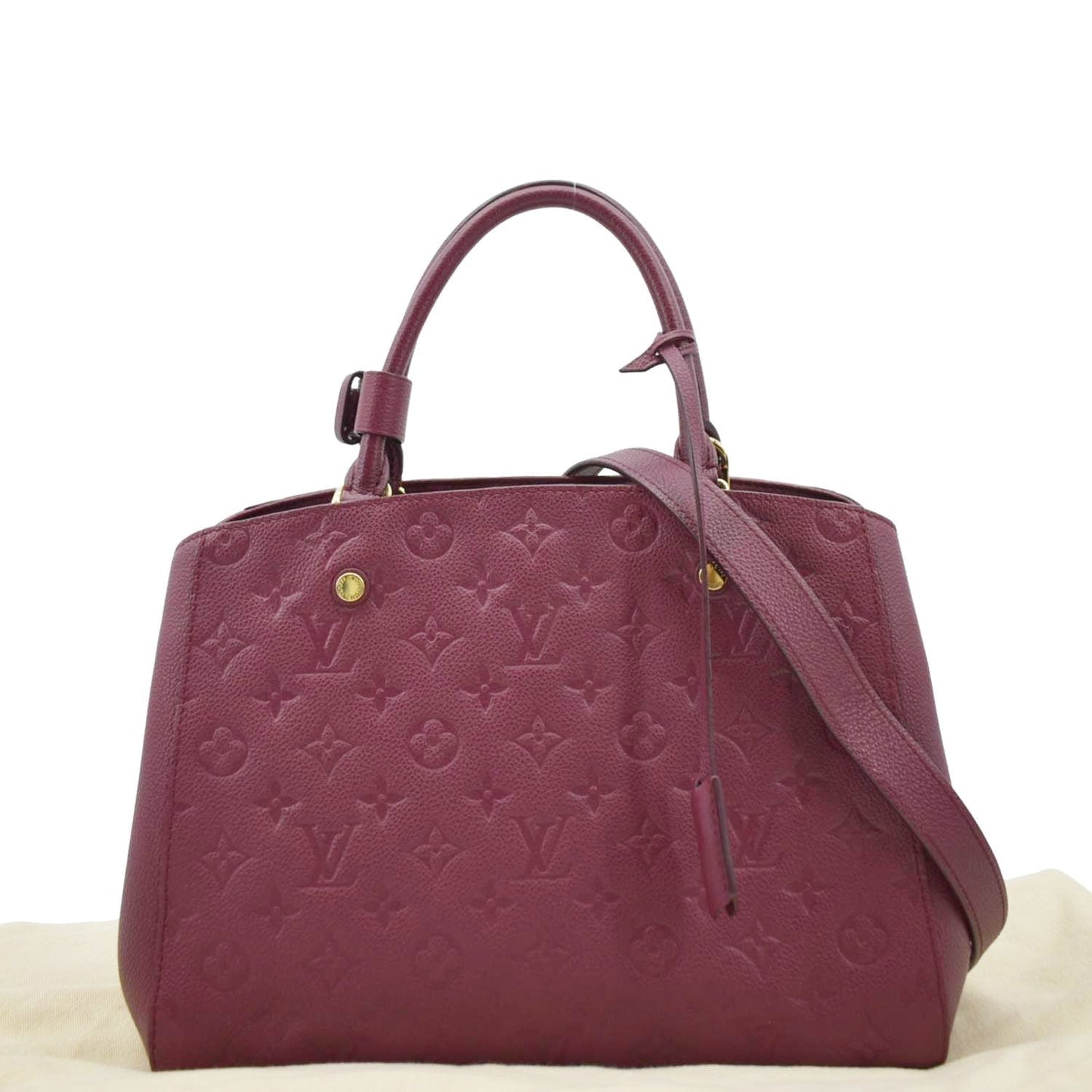 LOUIS VUITTON Montaigne MM Monogram Empreinte Satchel Shoulder Bag Aurore