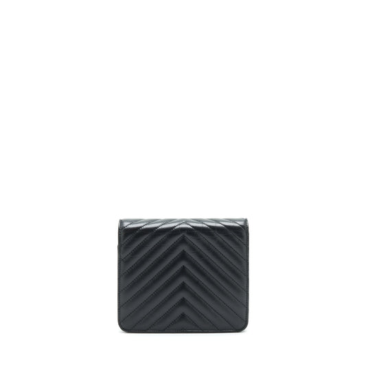 Chanel 2.55 Square Wallet On Chain Chevron Calfskin So Black