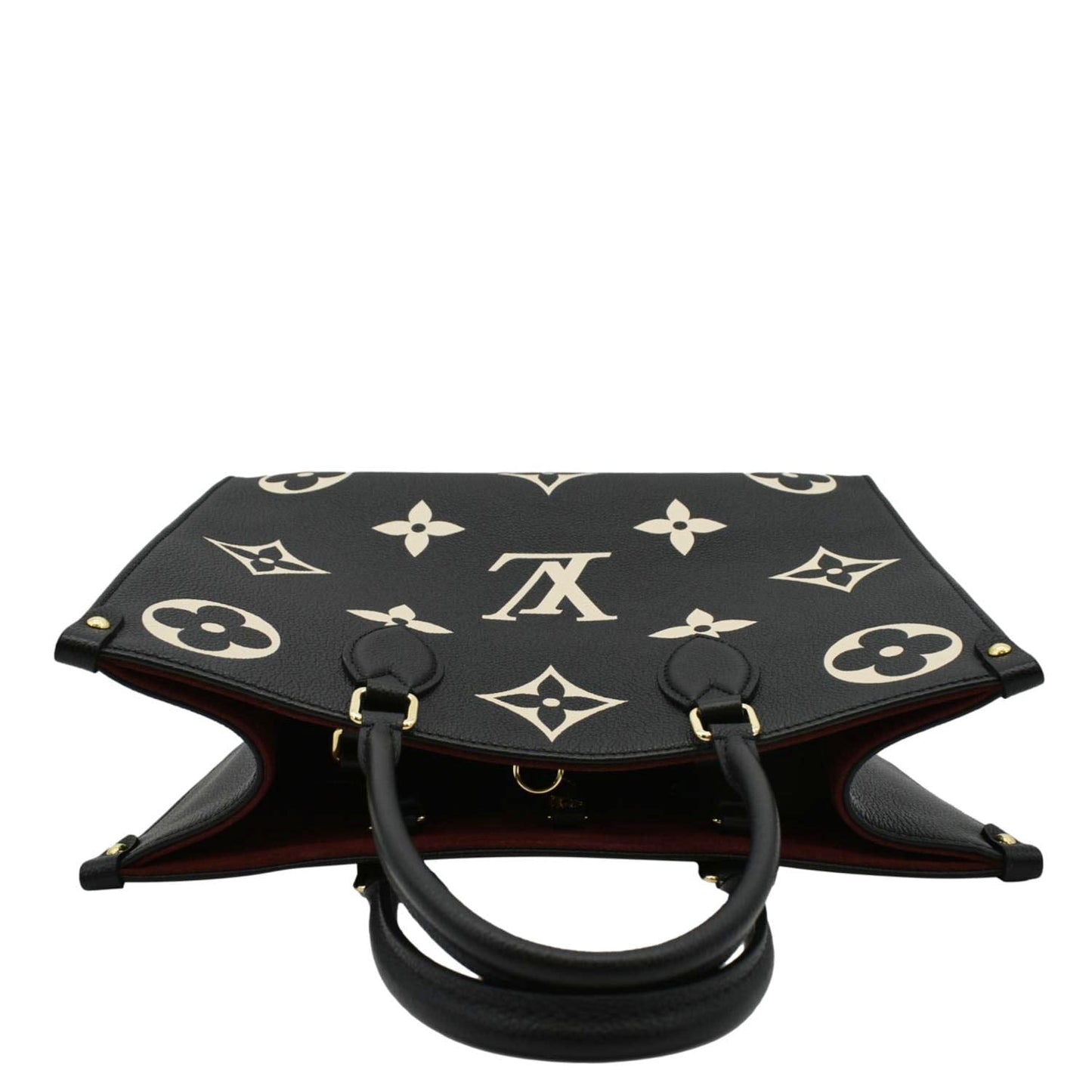 LOUIS VUITTON Onthego MM Giant Bicolor Monogram Empreinte Leather Tote Shoulder Bag Black