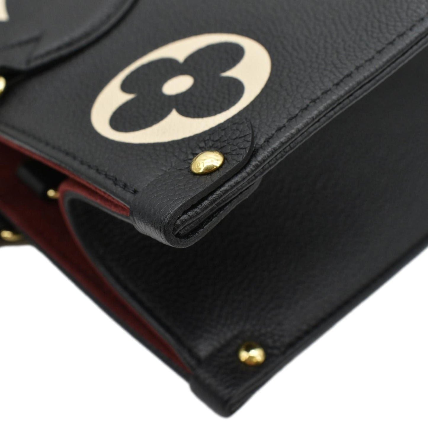 LOUIS VUITTON Onthego MM Giant Bicolor Monogram Empreinte Leather Tote Shoulder Bag Black