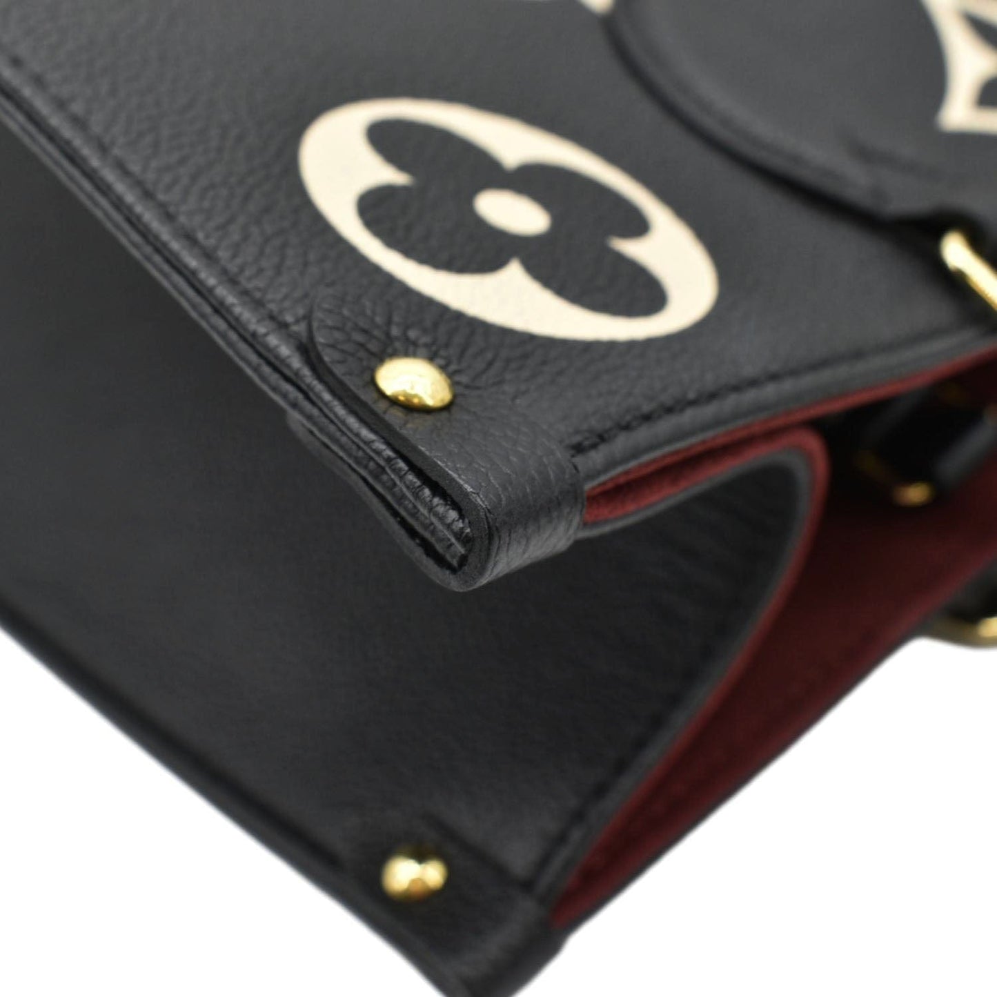 LOUIS VUITTON Onthego MM Giant Bicolor Monogram Empreinte Leather Tote Shoulder Bag Black