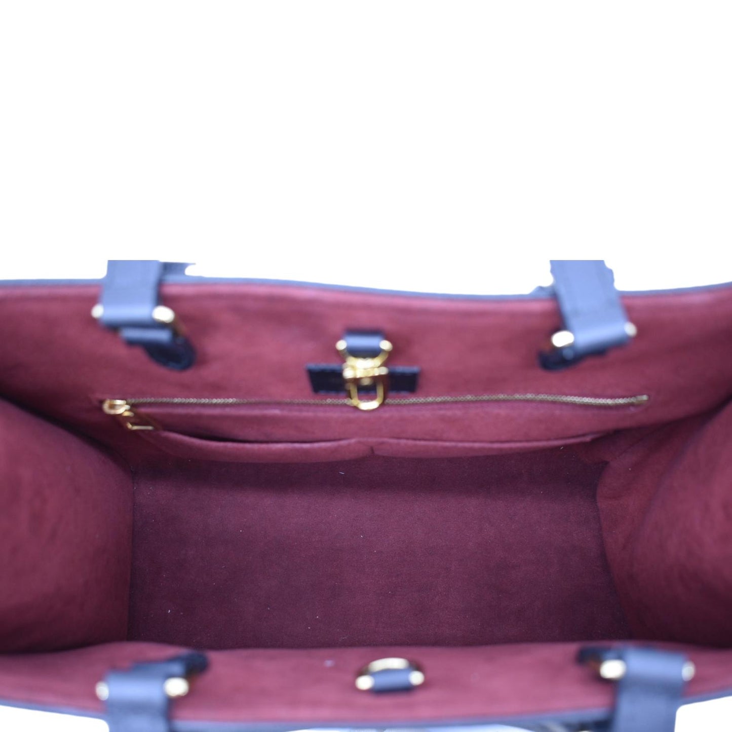 LOUIS VUITTON Onthego MM Giant Bicolor Monogram Empreinte Leather Tote Shoulder Bag Black