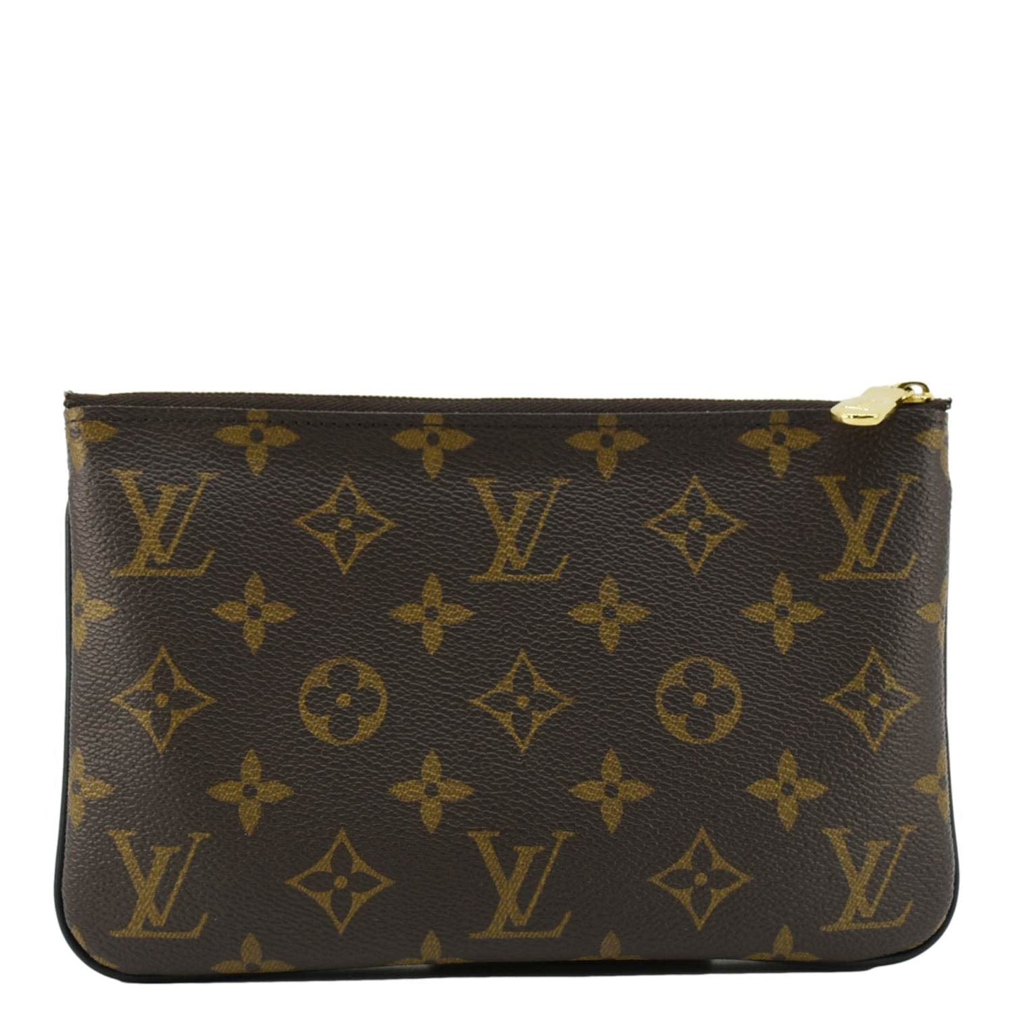 LOUIS VUITTON Double Zip Pochette Giant Monogram Reverse Canvas Crossbody Bag Brown