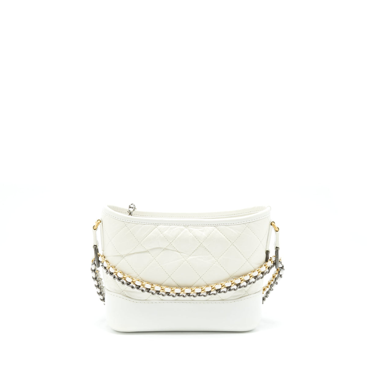 Chanel Small Gabrielle Hobo Bag Calfskin White Multicolour Hardware