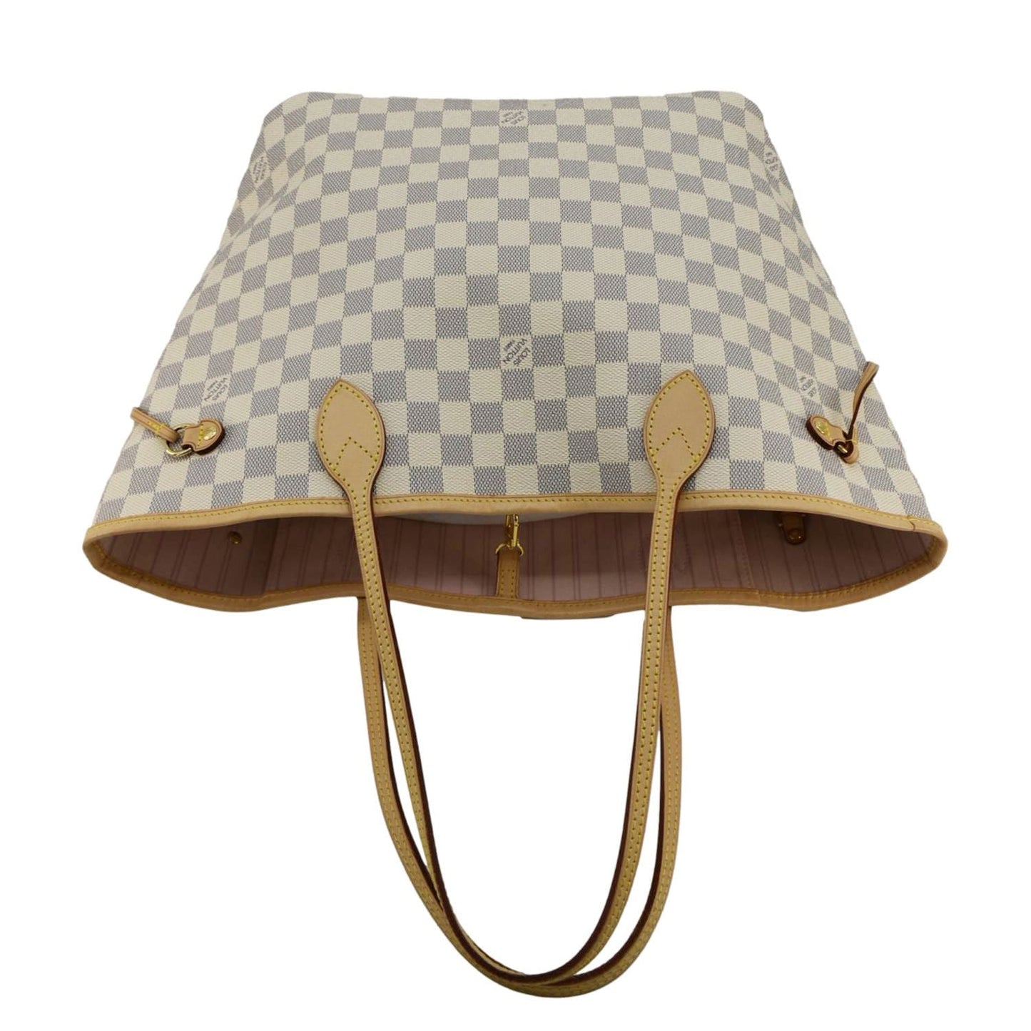 LOUIS VUITTON Neverfull MM Damier Azur Tote Shoulder Bag Rose Bellarine