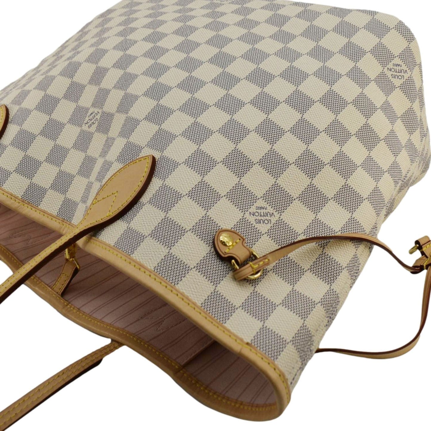 LOUIS VUITTON Neverfull MM Damier Azur Tote Shoulder Bag Rose Bellarine