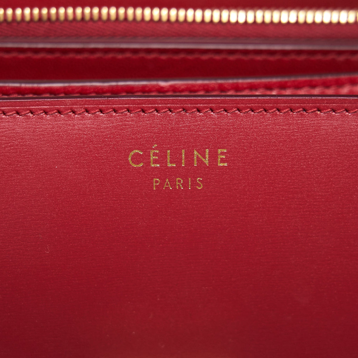 CELINE Medium Classic Box Calfskin Bag Red