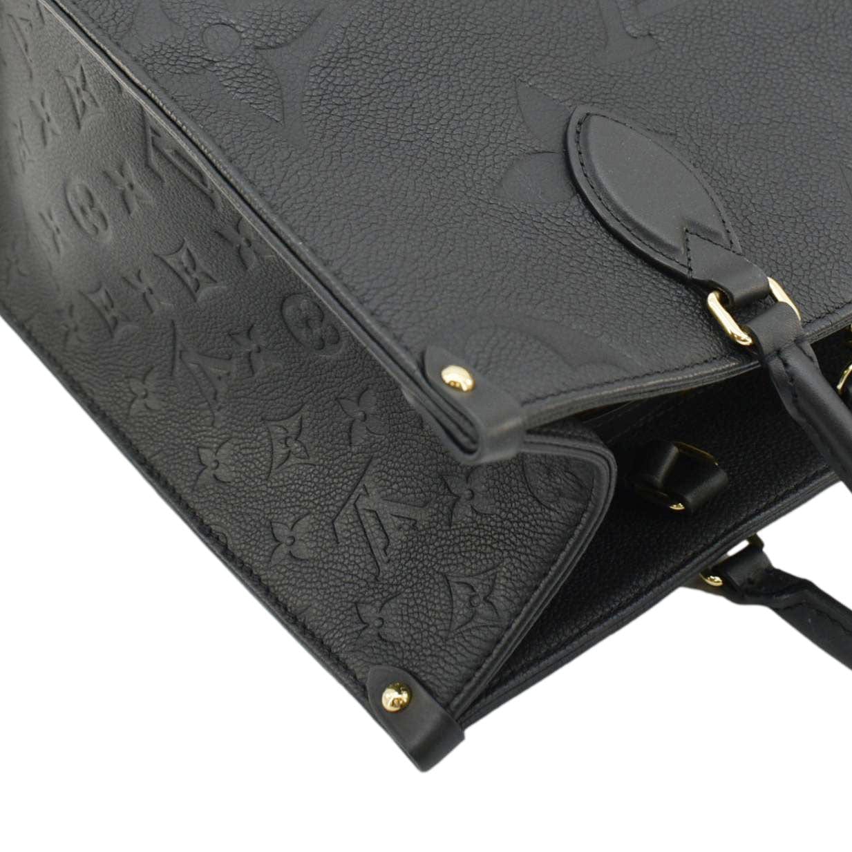 LOUIS VUITTON Onthego MM Giant Monogram Empreinte Leather Tote Bag Black