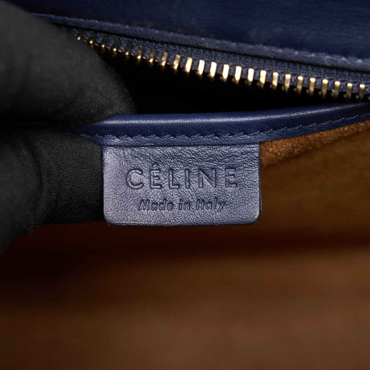 CELINE NANO LUGGAGE HANDBAG Yellow/Brown/Navy