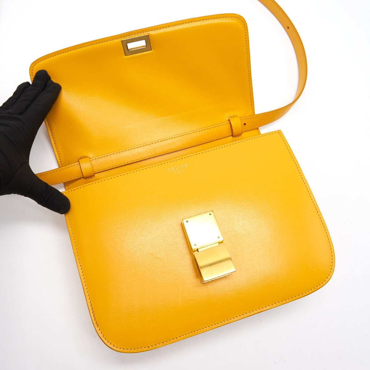 CELINE MEDIUM CLASSIC IN BOX CALFSKIN MANGO YELLOW