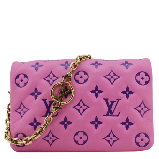 LOUIS VUITTON Coussin Pochette Monogram Embossed Leather Crossbody Bag Pink