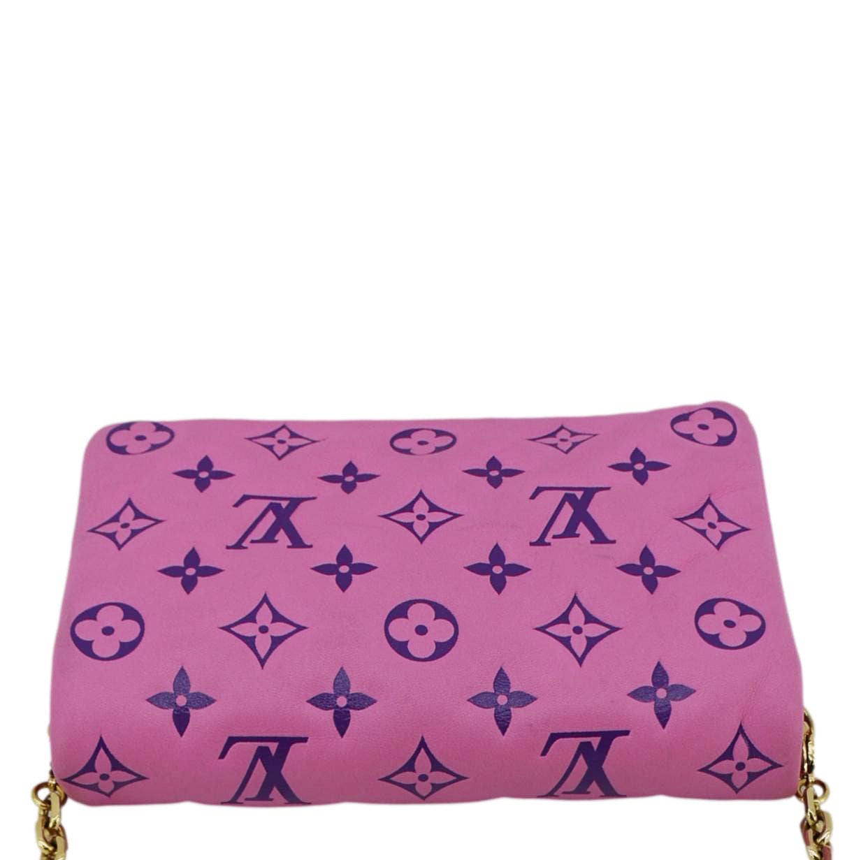 LOUIS VUITTON Coussin Pochette Monogram Embossed Leather Crossbody Bag Pink