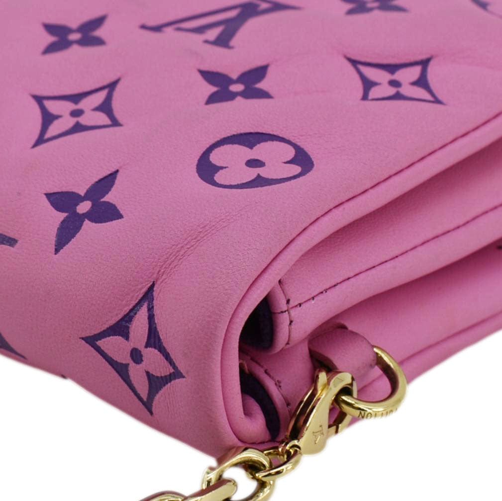 LOUIS VUITTON Coussin Pochette Monogram Embossed Leather Crossbody Bag Pink