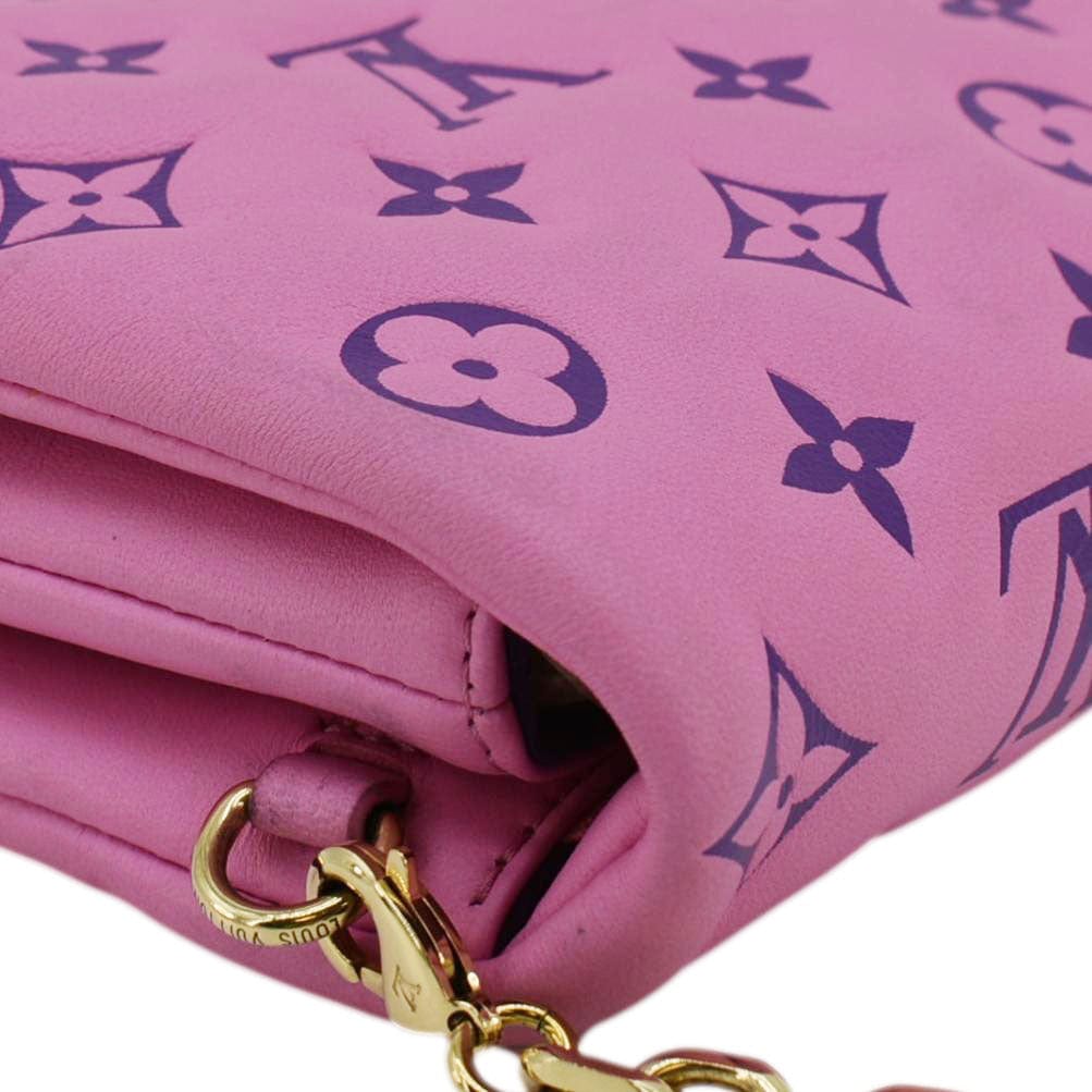 LOUIS VUITTON Coussin Pochette Monogram Embossed Leather Crossbody Bag Pink