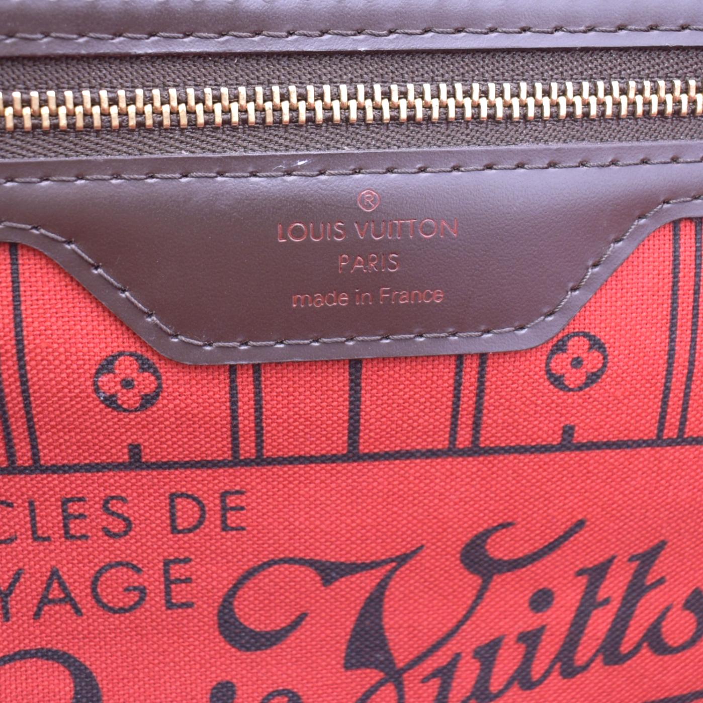 LOUIS VUITTON Neverfull GM Damier Ebene Tote Shoulder Bag Brown