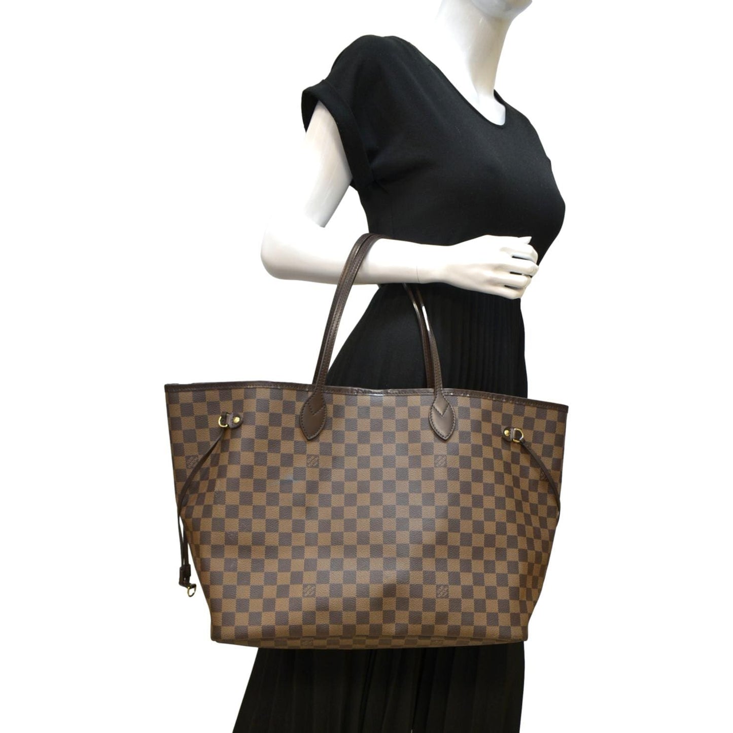 LOUIS VUITTON Neverfull GM Damier Ebene Tote Shoulder Bag Brown