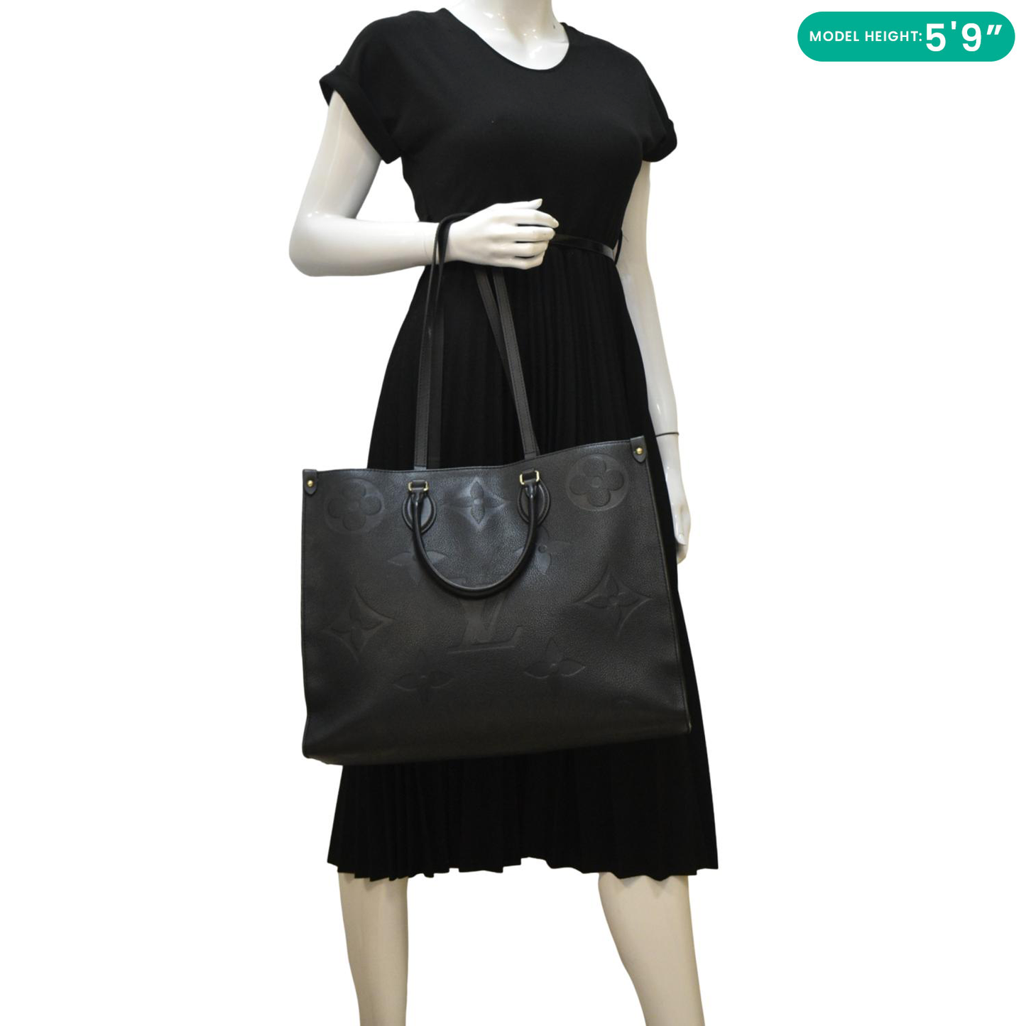 LOUIS VUITTON Onthego GM Monogram Empreinte Leather Tote Bag Black