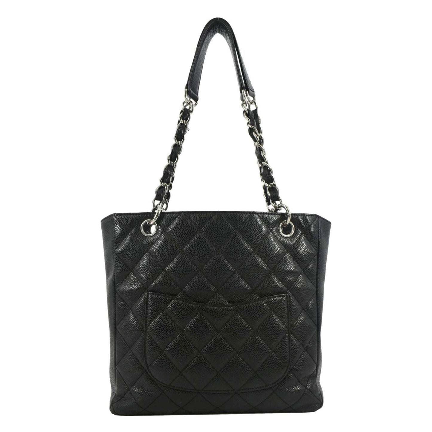CHANEL PST Caviar Leather Quilted Shopping Tote Bag Black