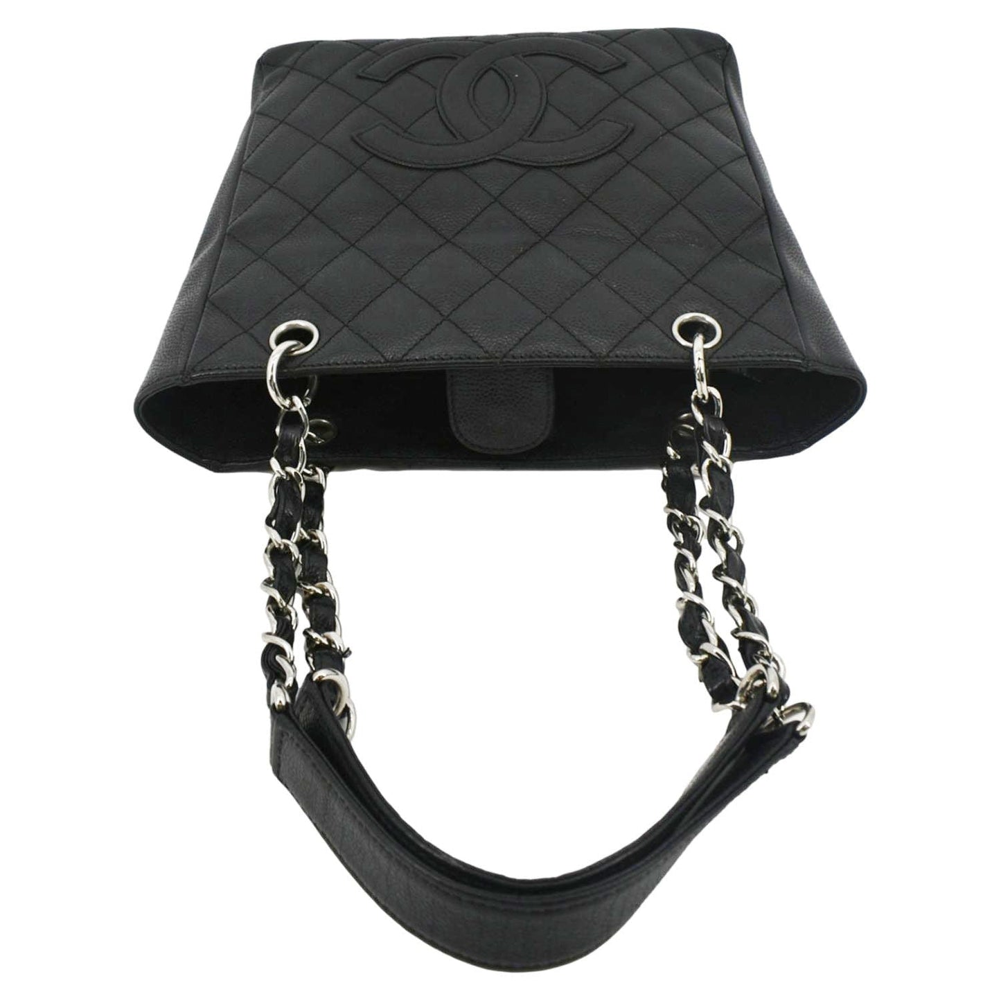 CHANEL PST Caviar Leather Quilted Shopping Tote Bag Black