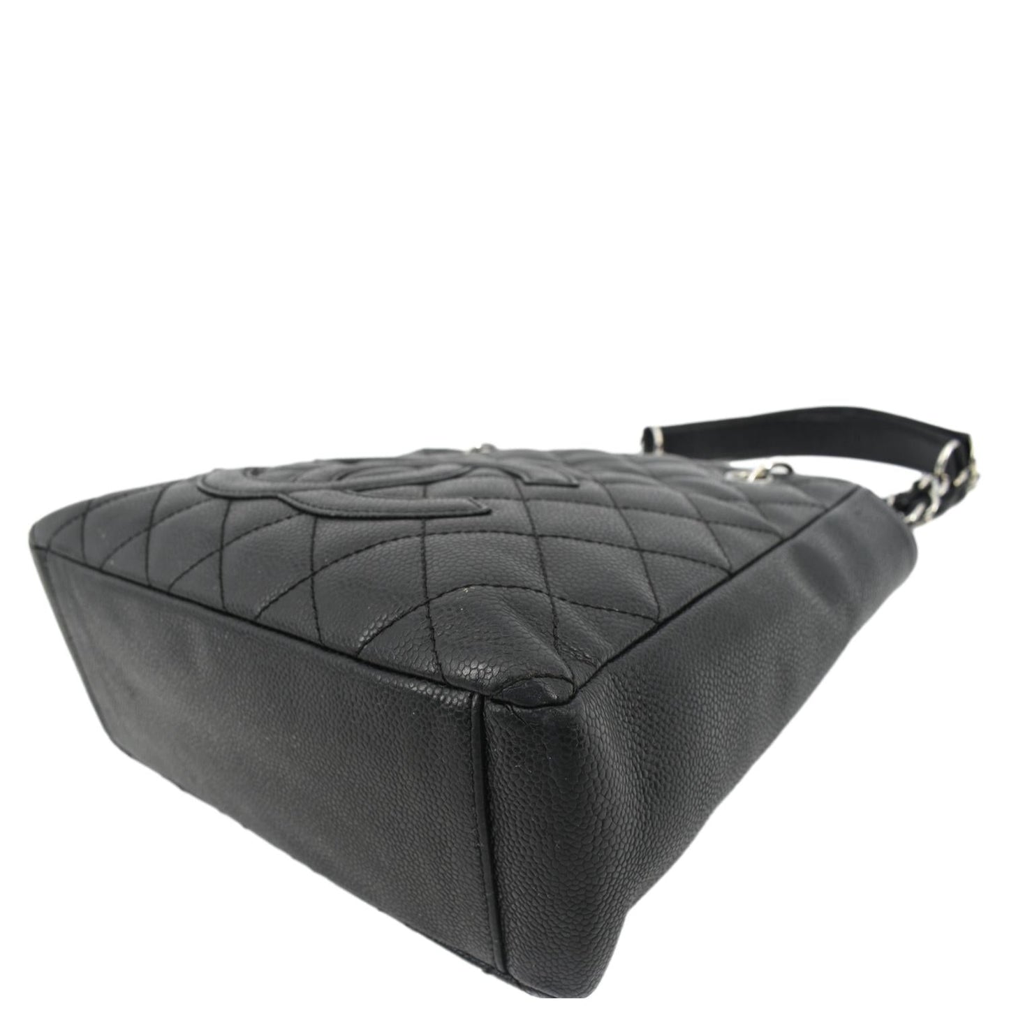 CHANEL PST Caviar Leather Quilted Shopping Tote Bag Black
