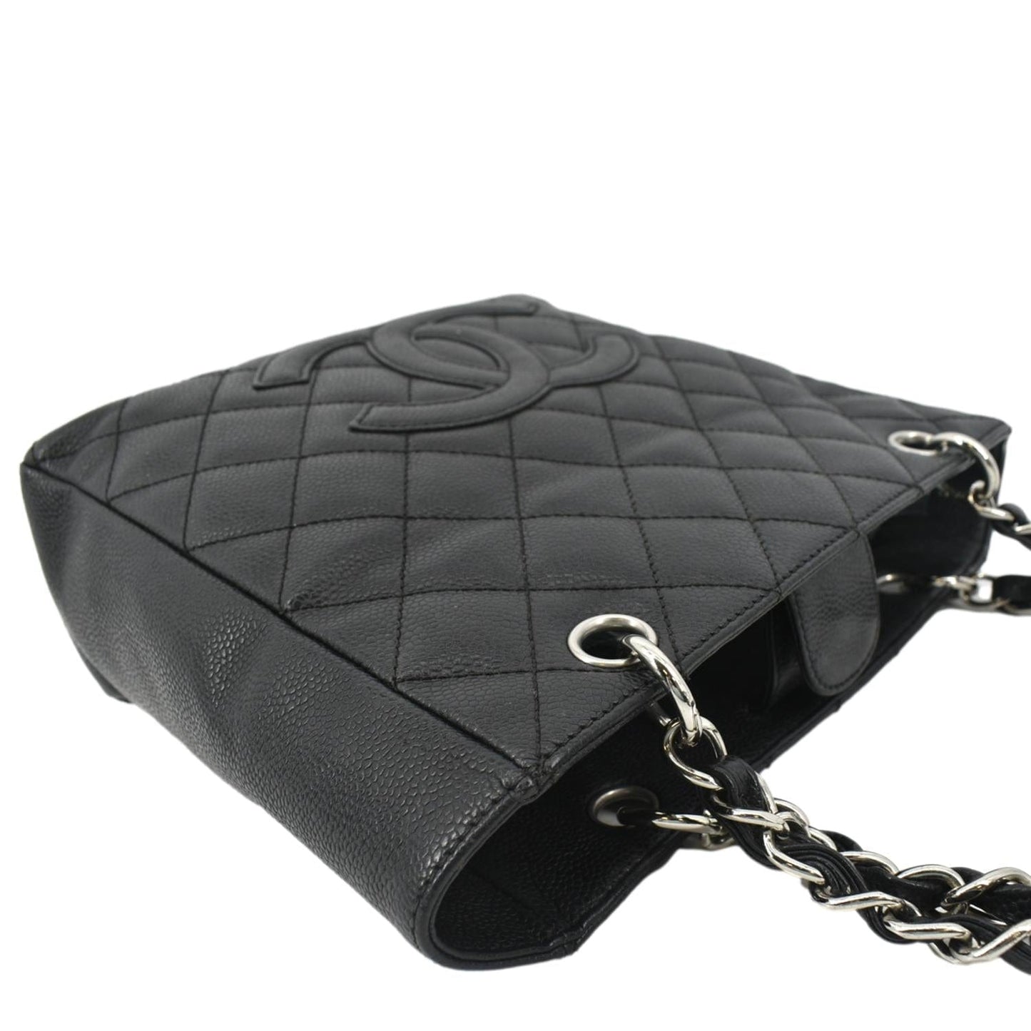 CHANEL PST Caviar Leather Quilted Shopping Tote Bag Black