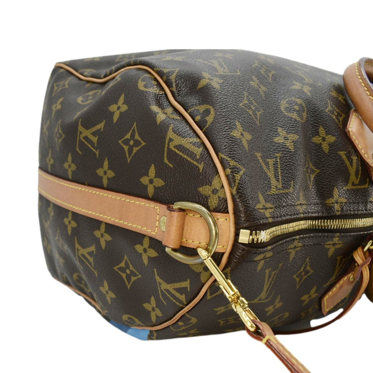 LOUIS VUITTON Speedy 40 Bandouliere Heritage Monogram Canvas Travel Bag Blue Clair