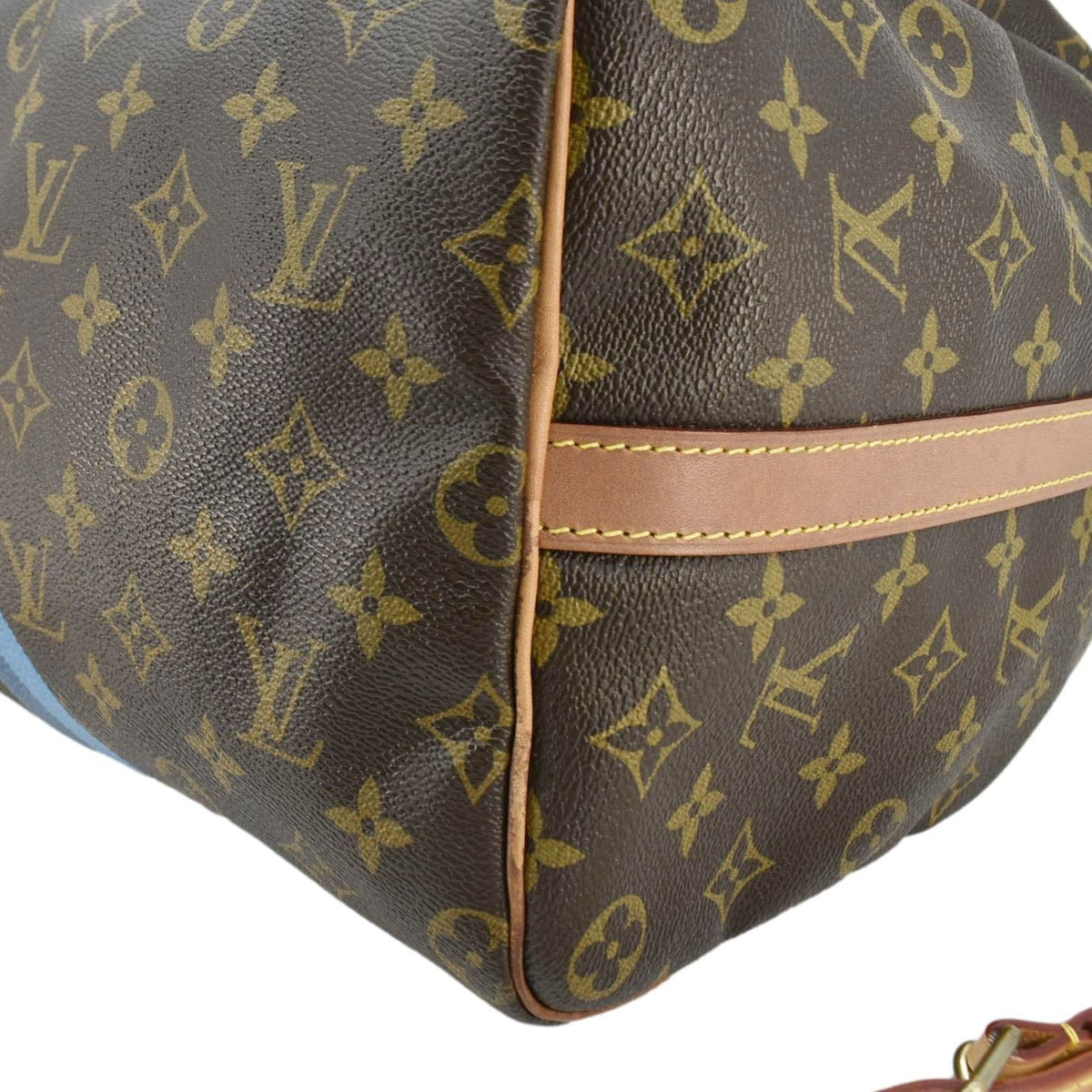 LOUIS VUITTON Speedy 40 Bandouliere Heritage Monogram Canvas Travel Bag Blue Clair