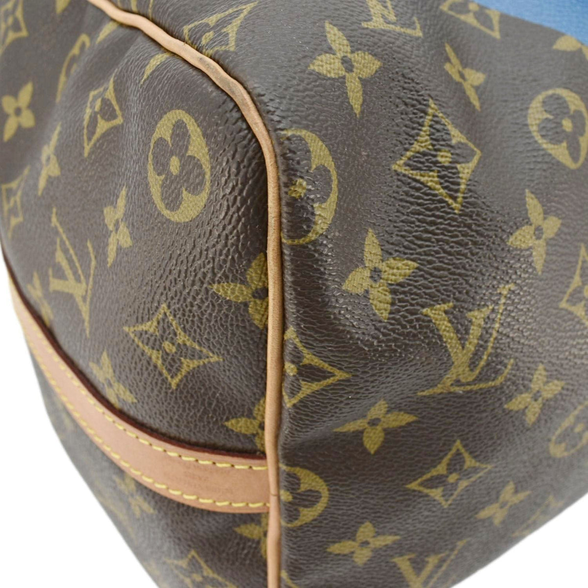 LOUIS VUITTON Speedy 40 Bandouliere Heritage Monogram Canvas Travel Bag Blue Clair