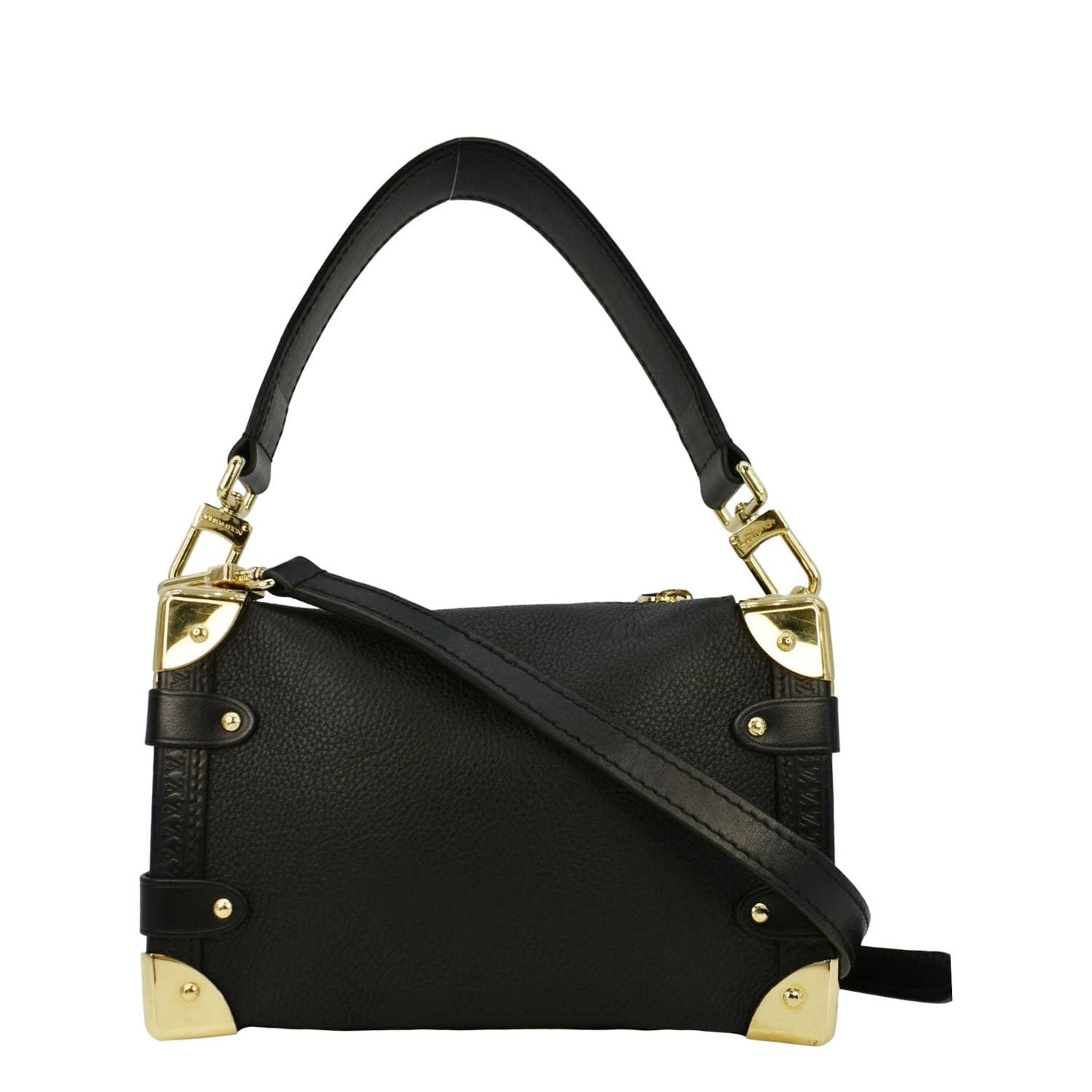 LOUIS VUITTON Side Trunk PM Grained Calf Leather Tote Bag Black