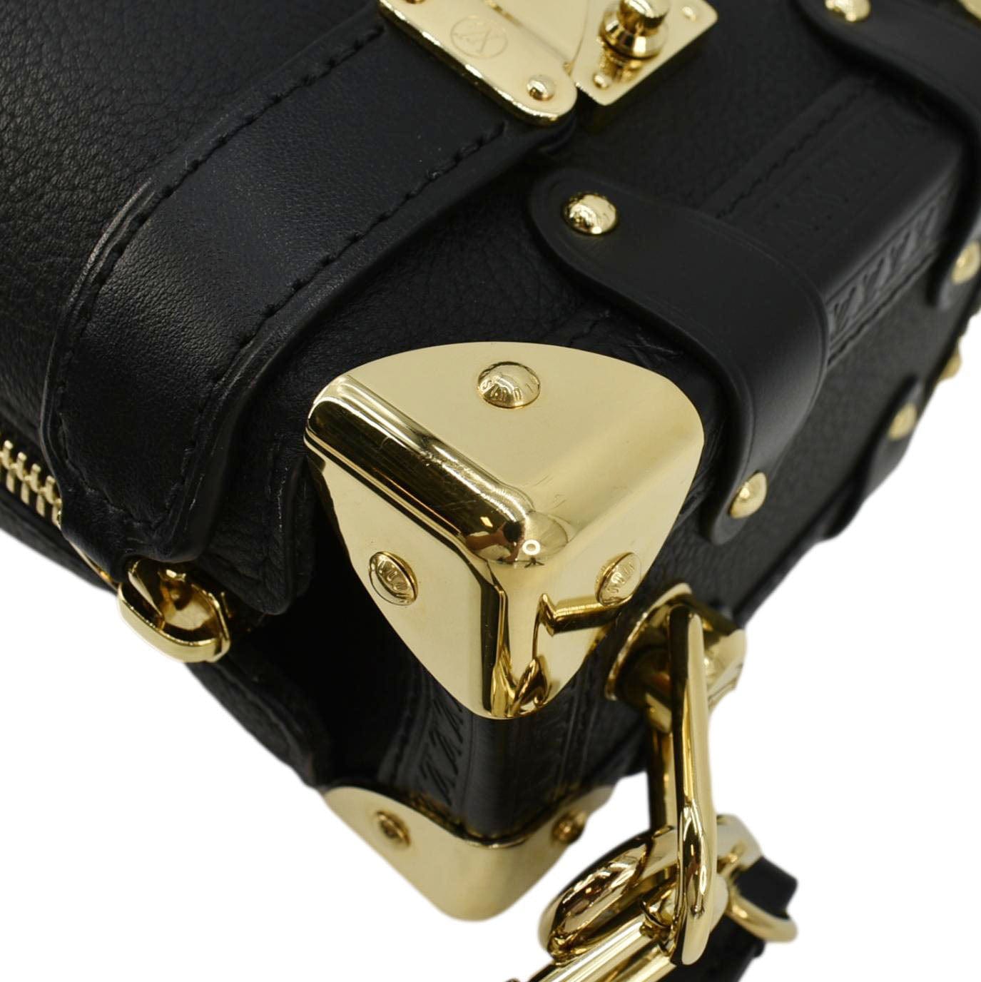 LOUIS VUITTON Side Trunk PM Grained Calf Leather Tote Bag Black