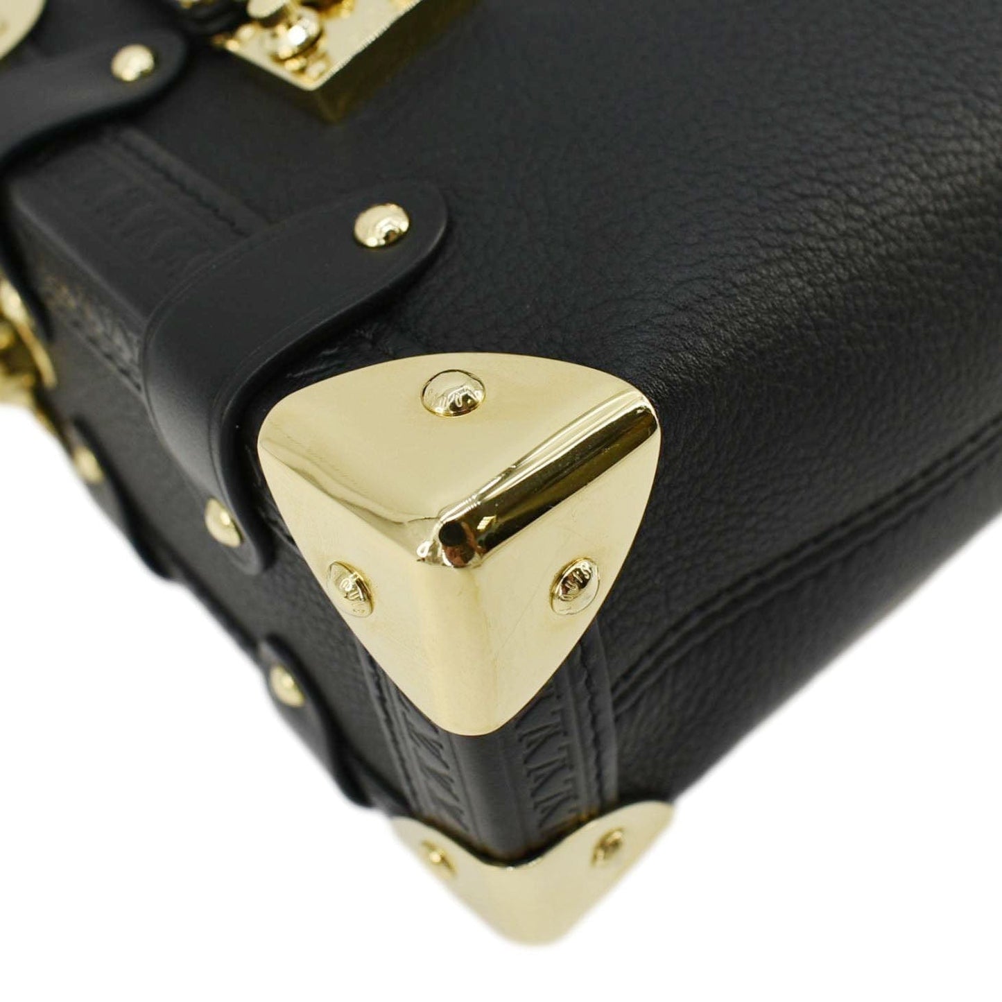 LOUIS VUITTON Side Trunk PM Grained Calf Leather Tote Bag Black