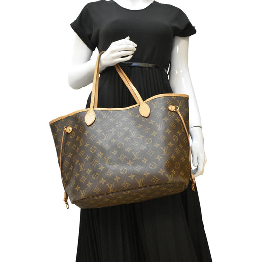 LOUIS VUITTON Neverfull MM Monogram Canvas Tote Bag Brown