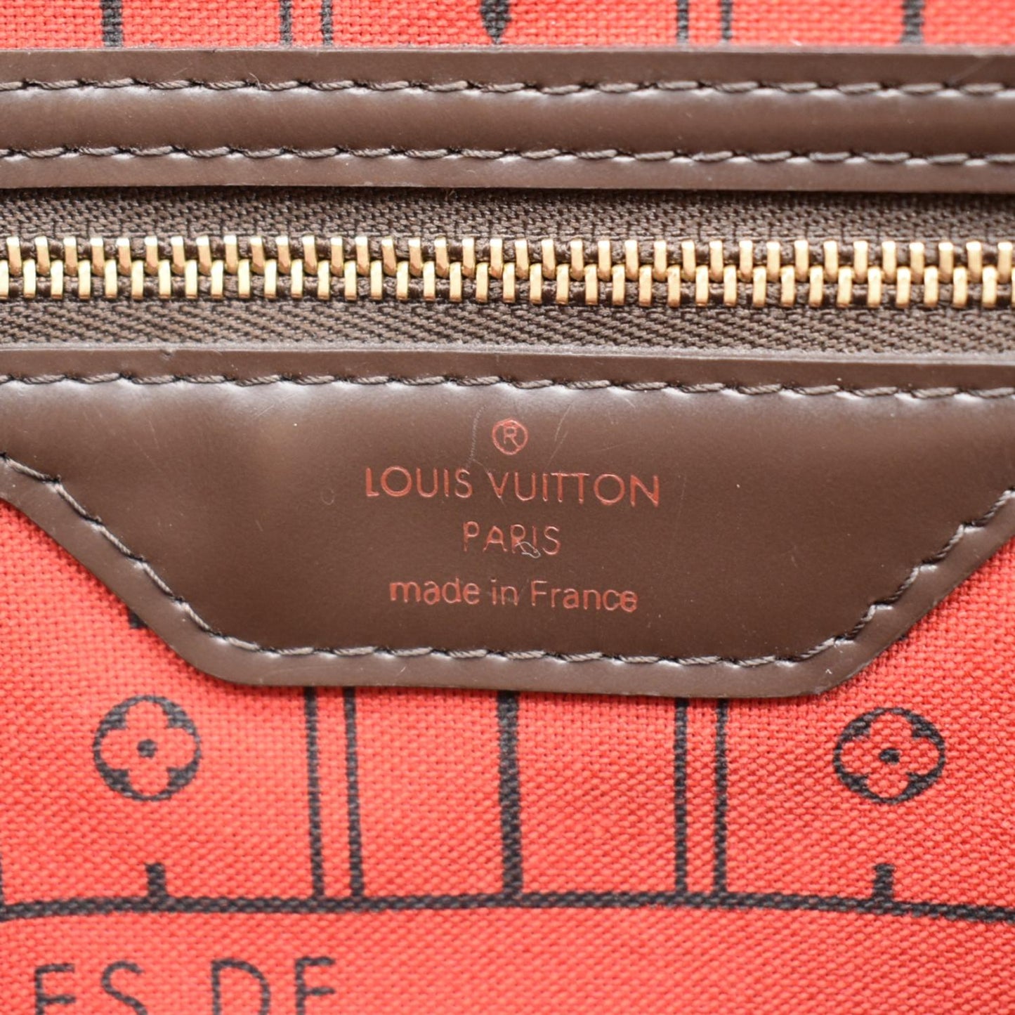 LOUIS VUITTON Neverfull GM Damier Ebene Tote Shoulder Bag Brown