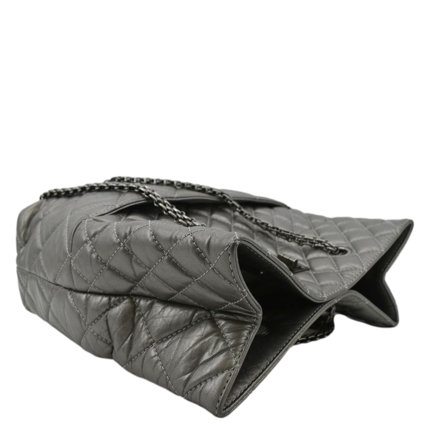 CHANEL Reissue Tall Quilted Aged Calfskin Leather Shoulder Bag Grey