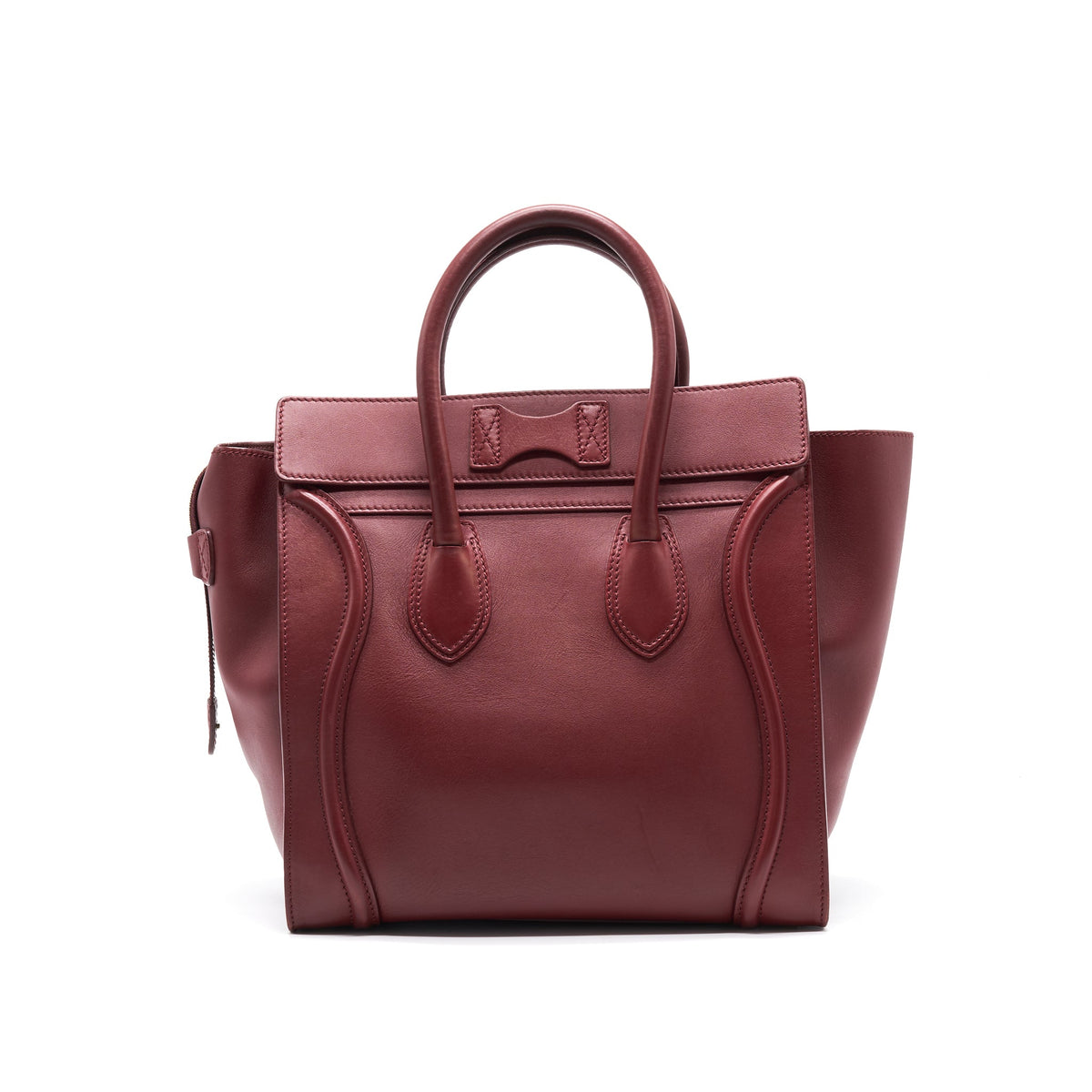 CELINE MINI LUGGAGE HANDBAG IN DARK RED