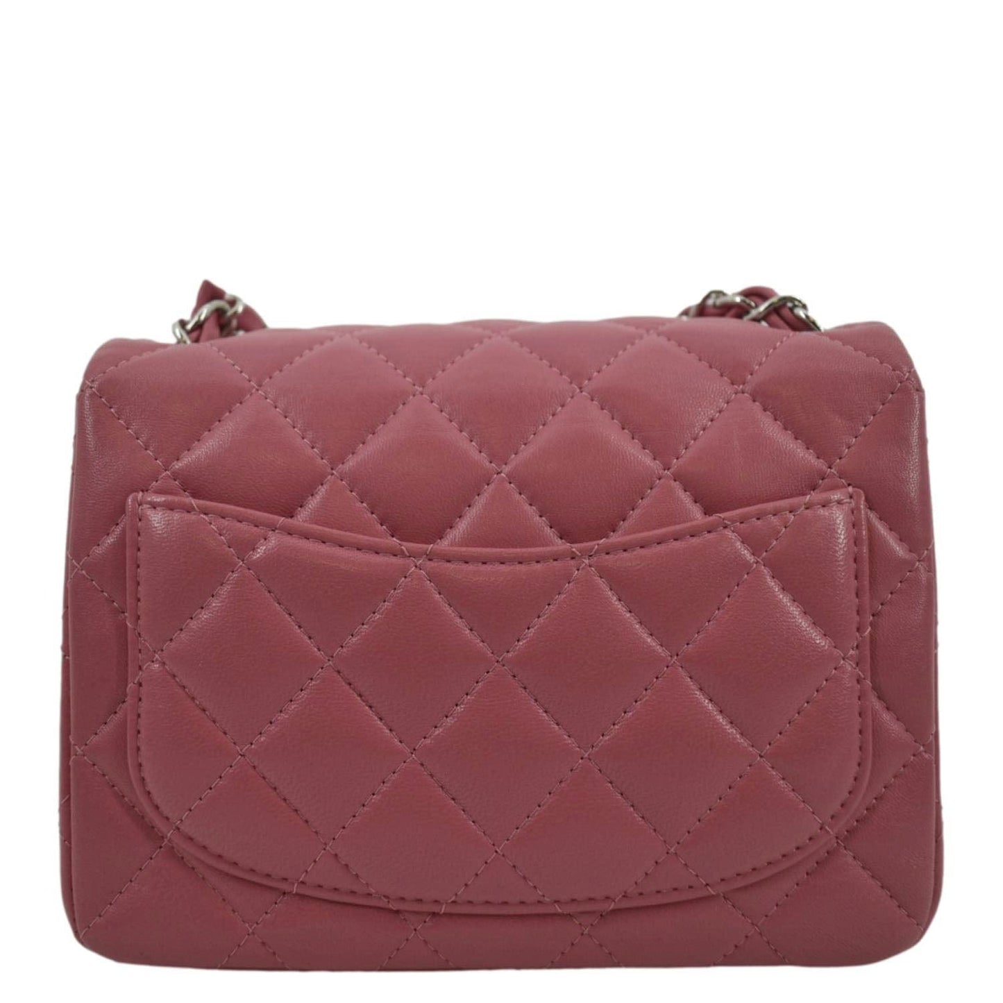 CHANEL Mini Square Flap Leather Crossbody Bag Pink