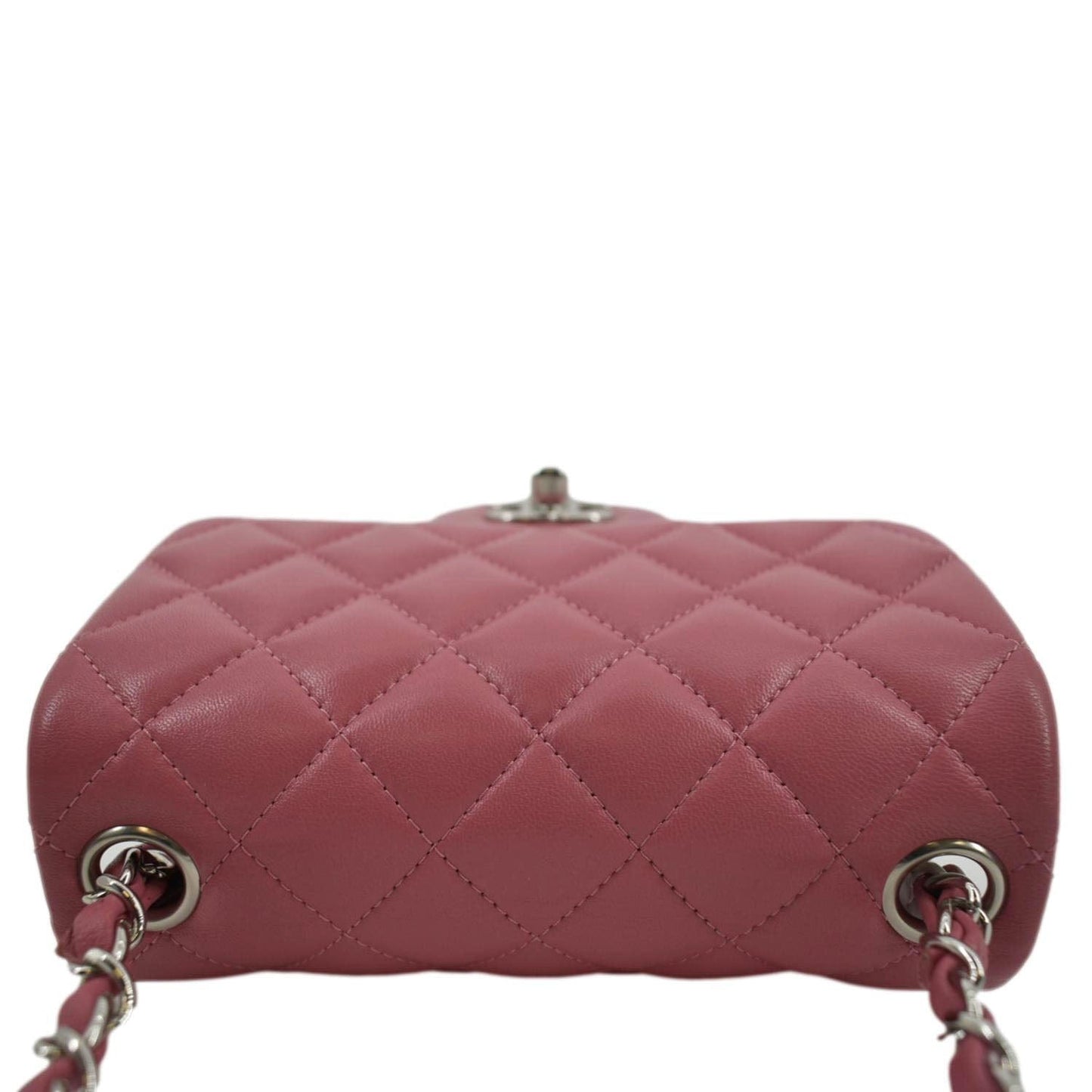 CHANEL Mini Square Flap Leather Crossbody Bag Pink