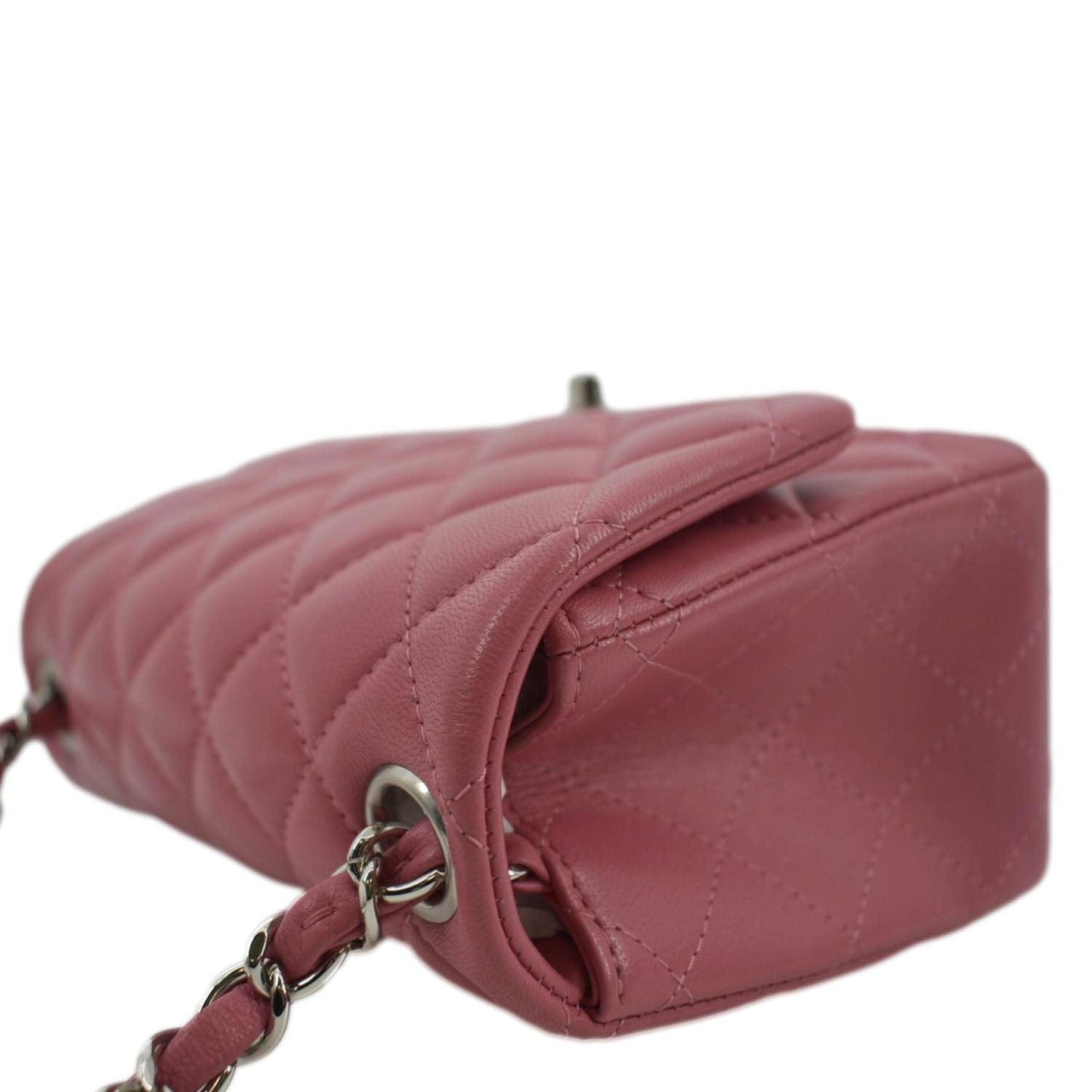 CHANEL Mini Square Flap Leather Crossbody Bag Pink