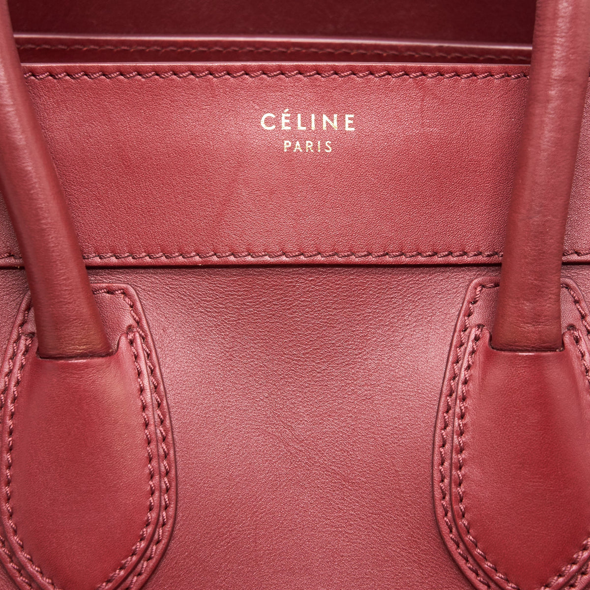 CELINE MINI LUGGAGE HANDBAG IN DARK RED