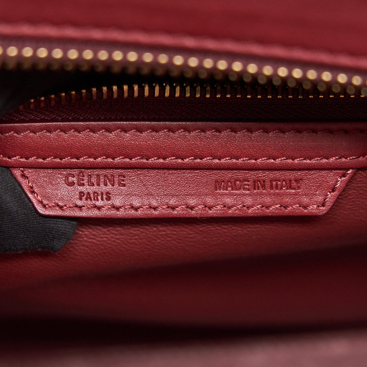 CELINE MINI LUGGAGE HANDBAG IN DARK RED