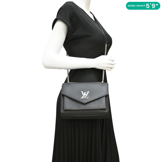 LOUIS VUITTON Mylockme Leather Chain Crossbody Bag Black