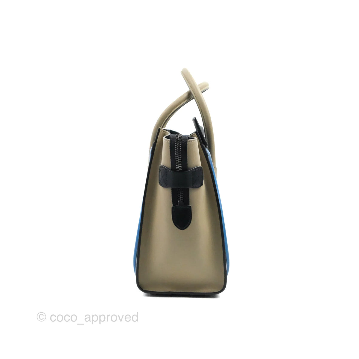 Celine Micro Luggage Bag Taupe/Blue/Black Calfskin
