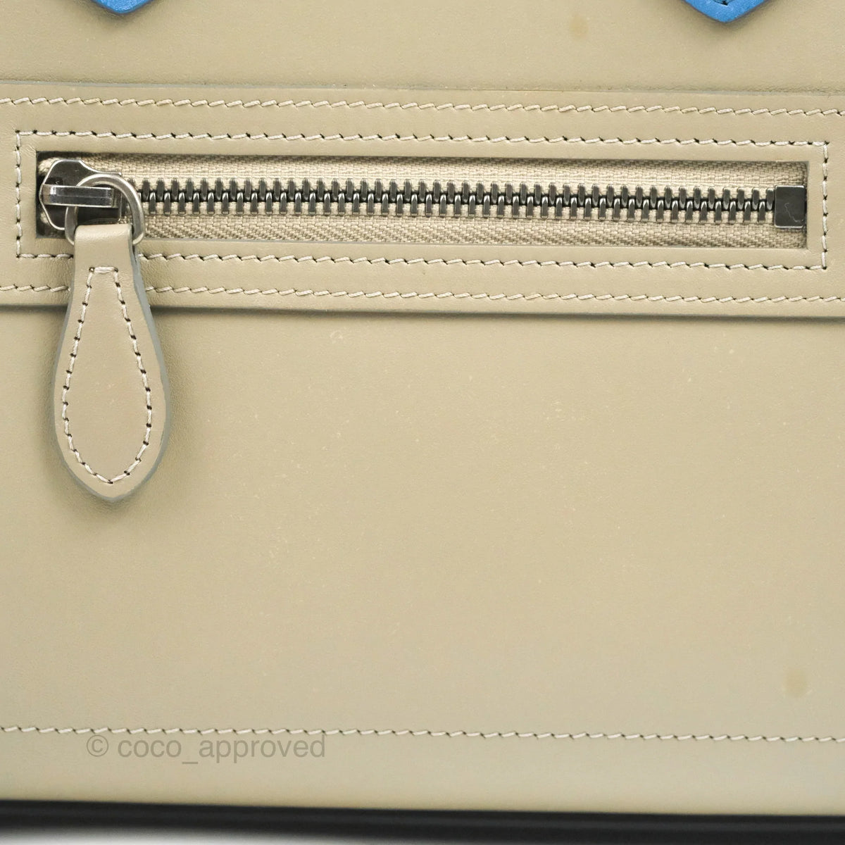 Celine Micro Luggage Bag Taupe/Blue/Black Calfskin