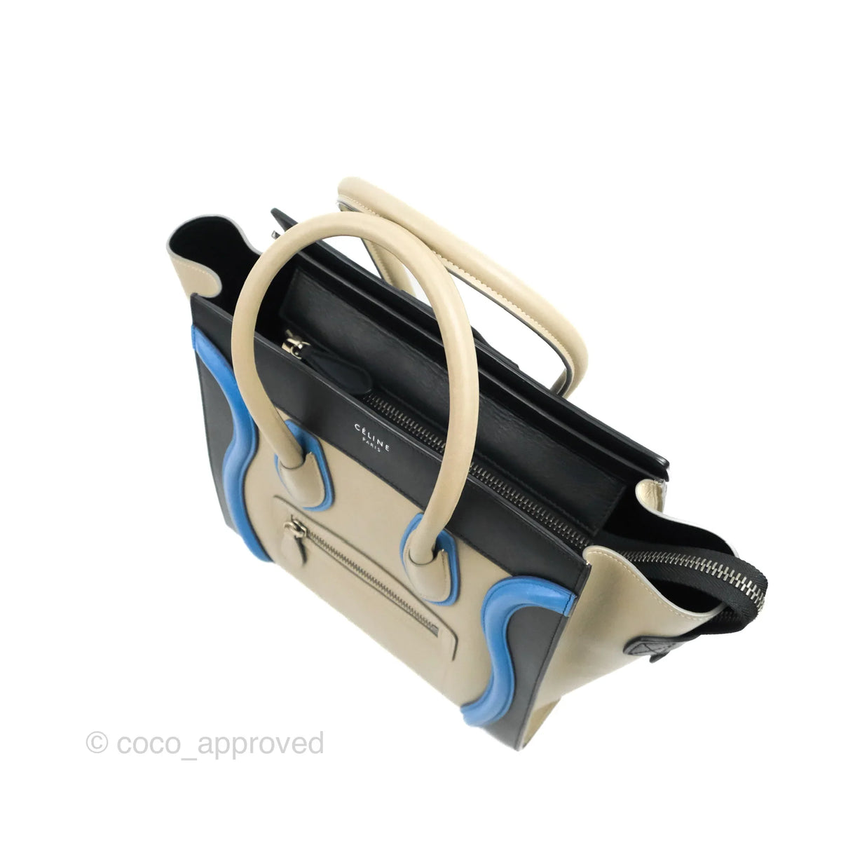 Celine Micro Luggage Bag Taupe/Blue/Black Calfskin