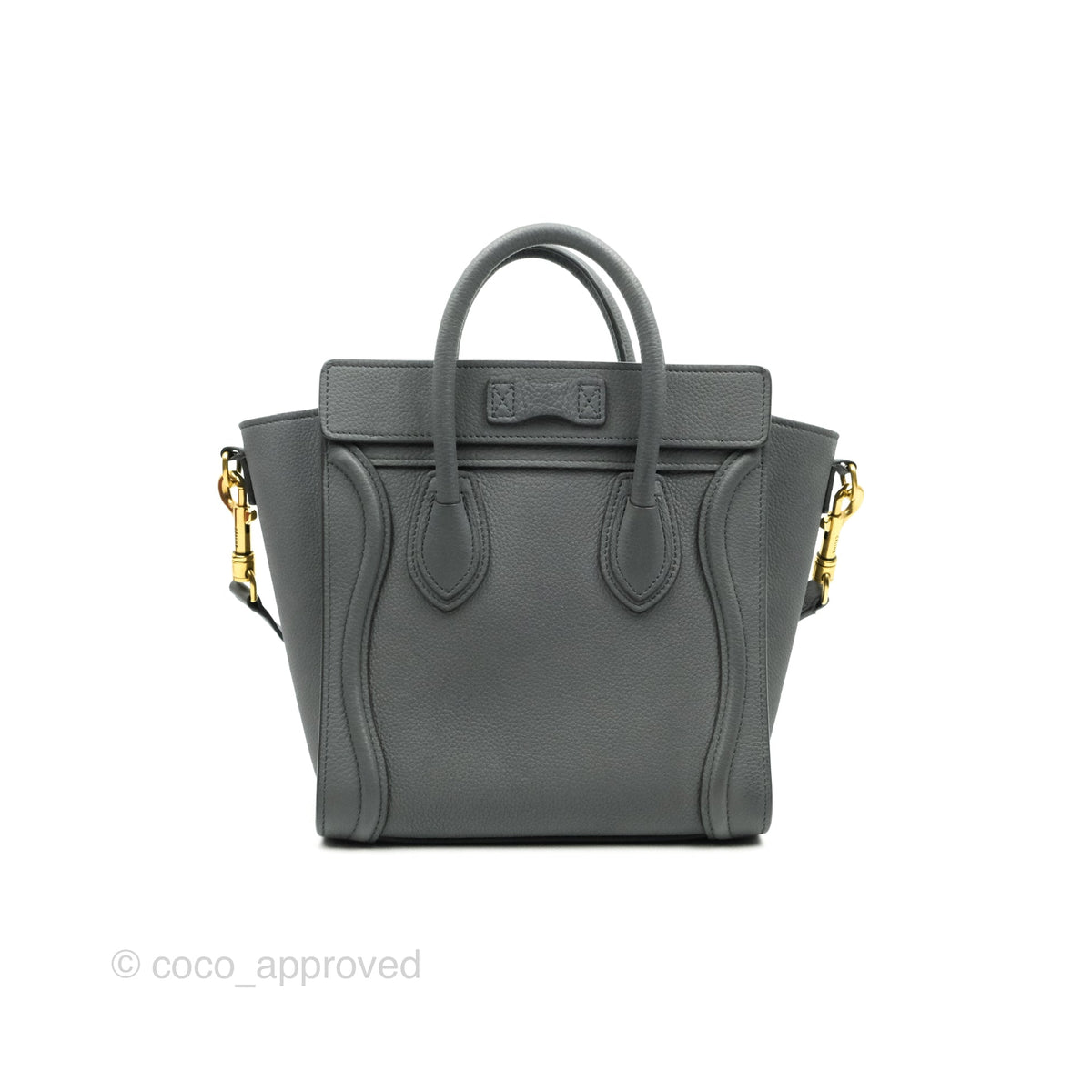 Celine Nano Luggage Grey Grained Calfskin Gold Hardware