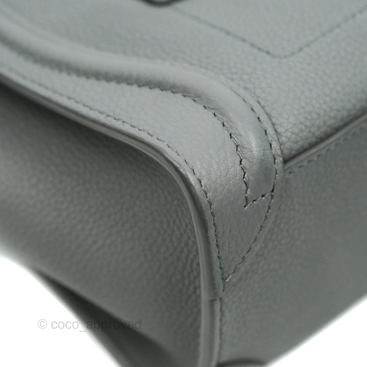 Celine Nano Luggage Grey Grained Calfskin Gold Hardware