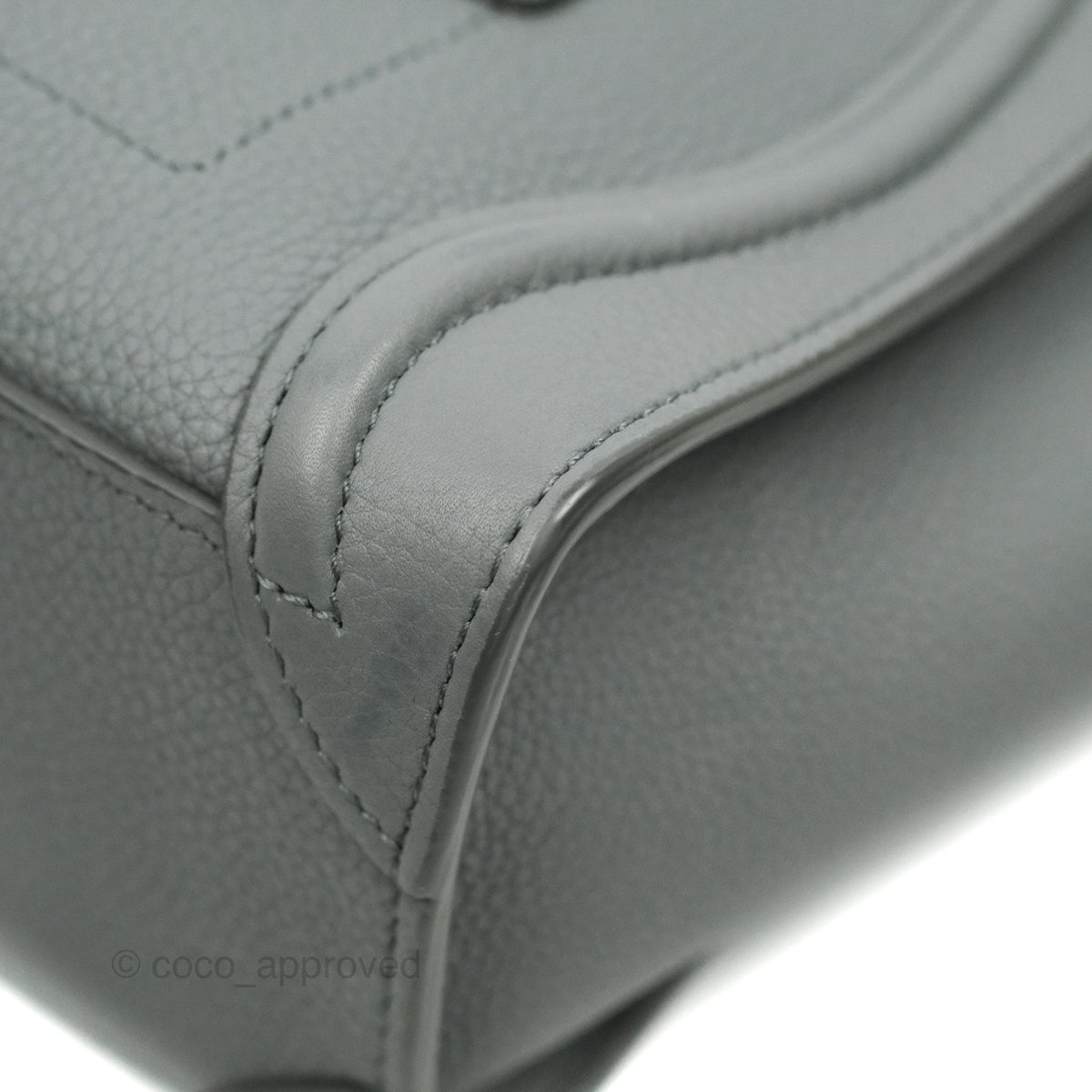 Celine Nano Luggage Grey Grained Calfskin Gold Hardware